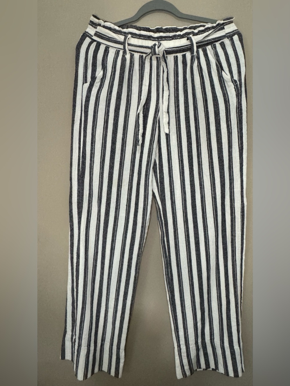 Jolt Black and White Vertical Stripe Drawstring Chinos